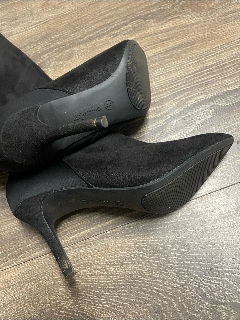 Siyundra Black Knee-High Stiletto Boots - Women heel shoes size 8 date night